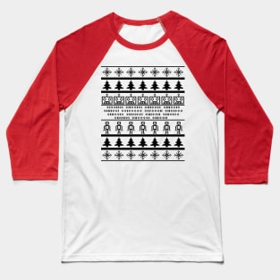 Ugly Pixel Robot Christmas Sweater - Black Baseball T-Shirt